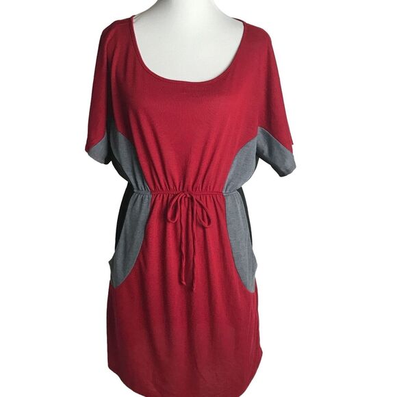 3X Womens  Love Delirious Los Angeles Colorblock Red,‎ Black And Gray Dress - Picture 1 of 12